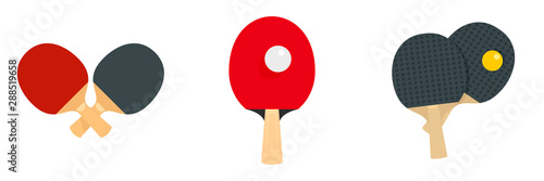 Table tennis icons set. Flat set of table tennis vector icons for web design photo