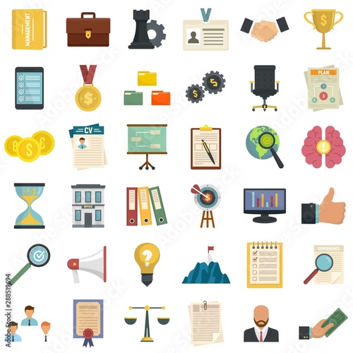 Corporate governance icons set. Flat set of corporate governance vector icons for web design
