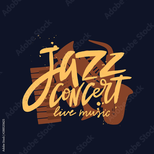 Canvas Print Jazz concert brush lettering inscription