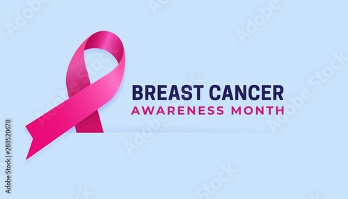 Breast Cancer Awareness Month clean poster background template design. Pink ribbon vector illustration paper cut style design