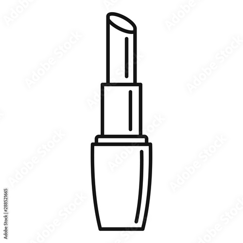 Gold lipstick icon. Outline gold lipstick vector icon for web design isolated on white background