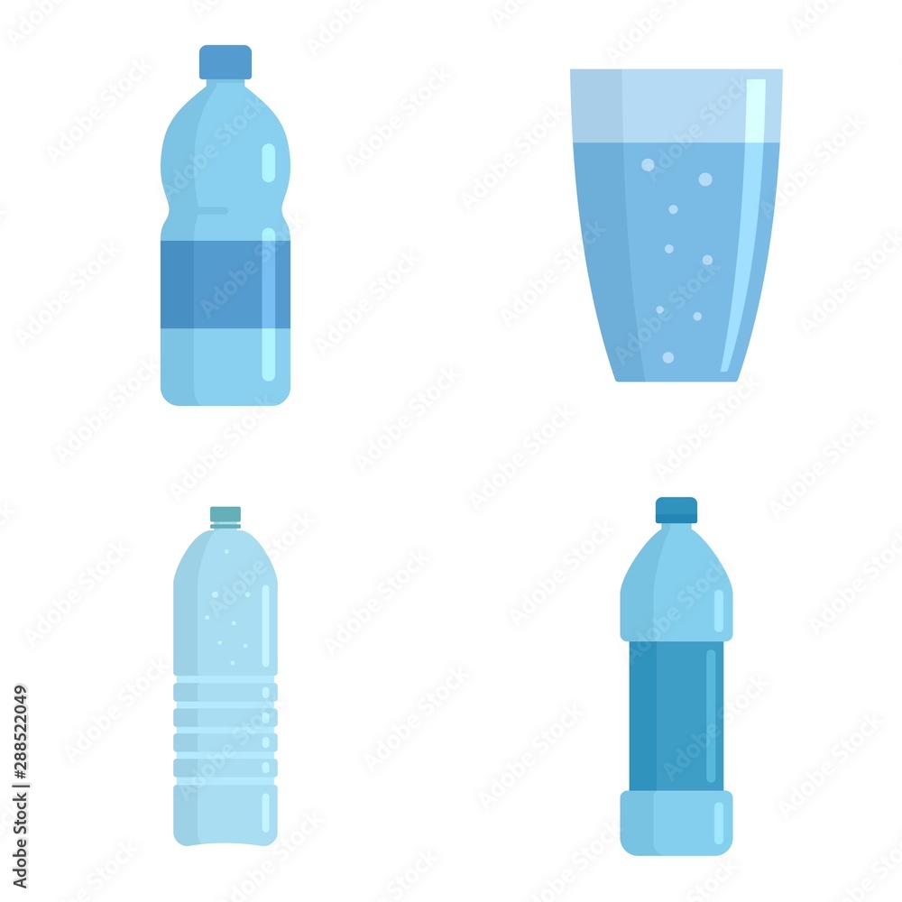 Mineral water icons set. Flat set of mineral water vector icons for web design Mineral water icons set. Flat set of mineral water vector icons for web design
