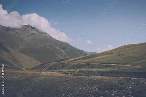 Closeup view mountains scenes in national park Dombay, Caucasus