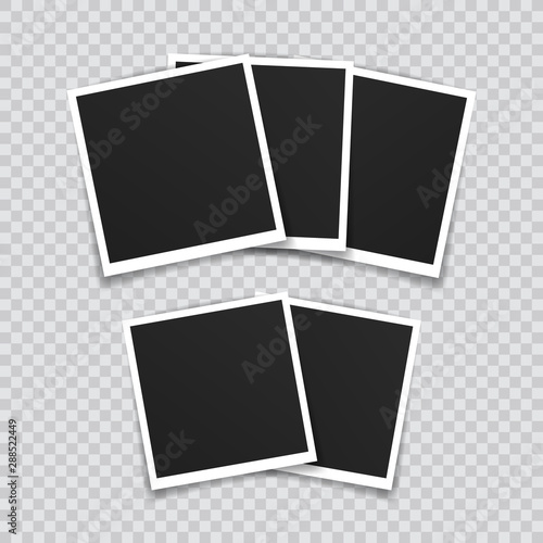 Vector Photo frame mockup design. Super set photo frame on sticky tape isolated on transparent background. Vector illustration