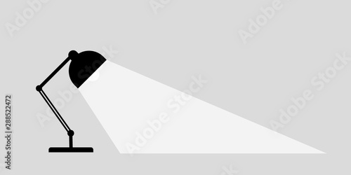 Table office desktop lamp. Place for your text. Lamps light lights. Flat vector illustration