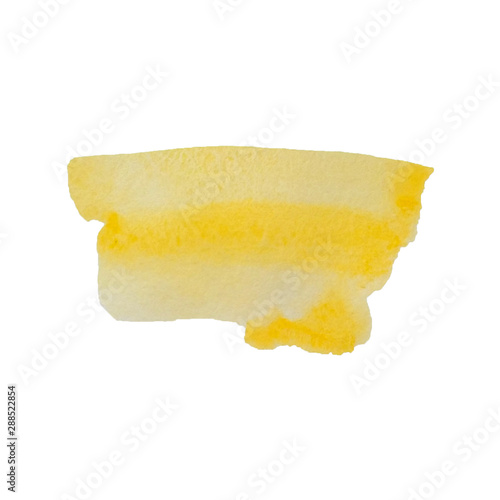 Watercolor abstract yellow brushstroke on a white background
