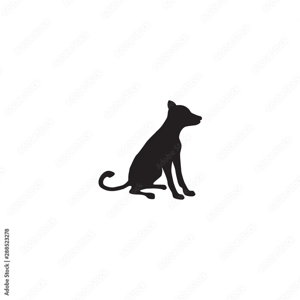 Sitting dog logo design vector template