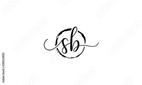 SB Initial handwriting logo vector, SB Initial handwriting logo design with a circle. Zen Circle Brush, handwritten logo for fashion, team, wedding, luxury logo. SB initial  logo