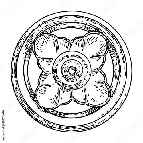 Beautiful hand drawn baroque elements or vintage patch for scarf, print or fabric design. Decorative marble stone architecture element. Circular floral style. Vector.