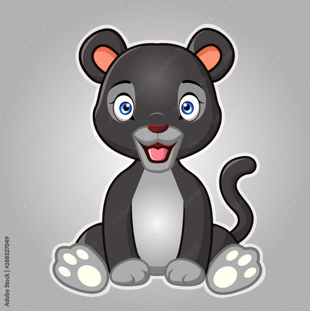 A black panther cute animal cartoon character. Stock Vector | Adobe Stock