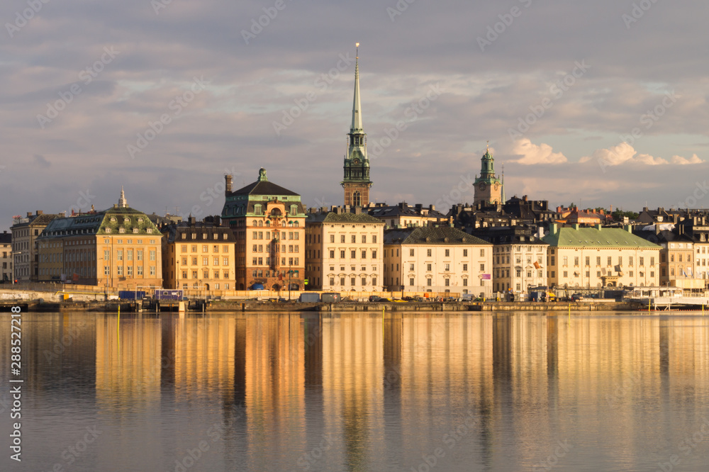 Stockholm cityscape. capital of Sweden. water reflection of the city