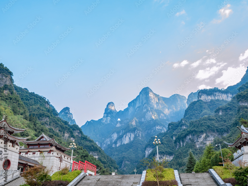 beautiful view on viewpoint on the bottom of tianmen mountain national park at Zhangjiajie city china.travel destination of Hunan zhangjiajie city China