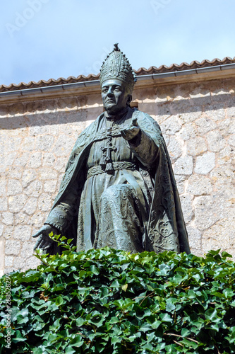 Monument to Bishop Pere-Joan Campins. An amazing catholic monastery on the island of Mallorca Santuari de Lluc. Holy place, the spiritual center of Mallorca, Balearic Islands, Spain. photo