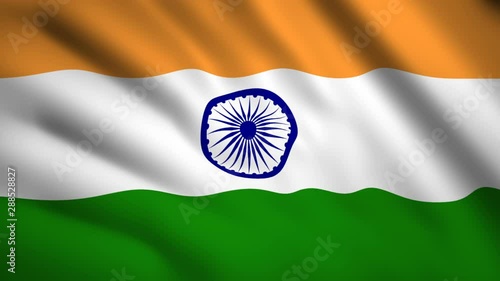 India flag Motion video waving in wind. Flag Closeup 1080p HD  footage