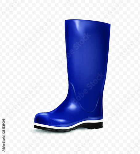 Blue rubber boot isolated on a transparent background. Rain boot, autumn shoes. Vector illustration.