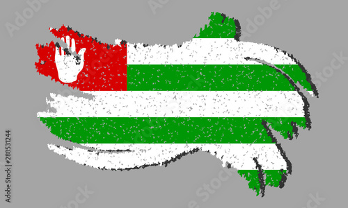 Flag of Abkhazia grunge, flag of Abkhazia with shadow, vector illustration