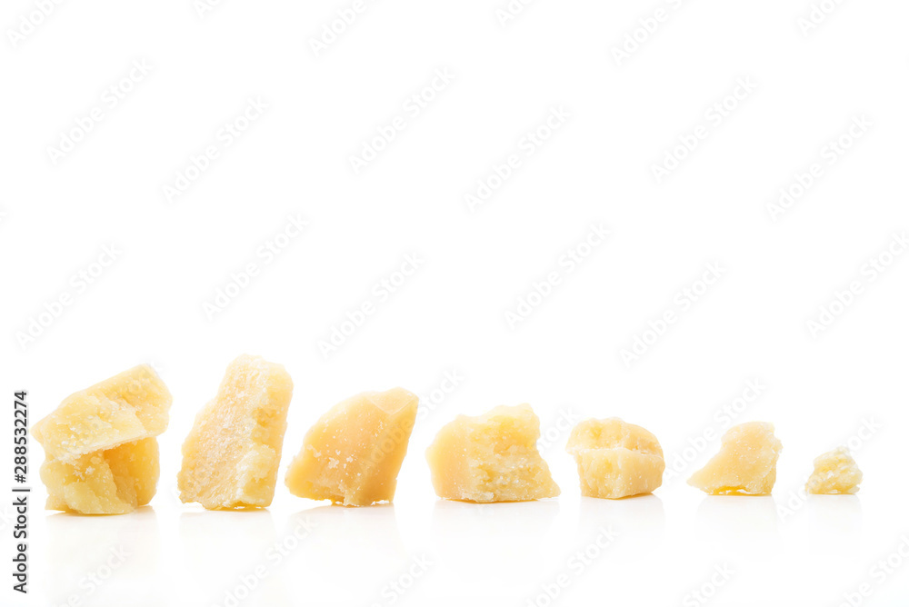 Parmesan cheese pieces isolated Parmesan cheese pieces isolated