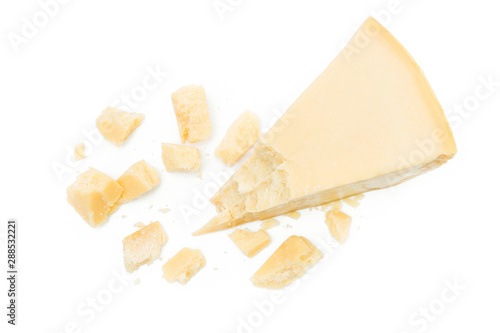 Parmesan cheese pieces isolated photo