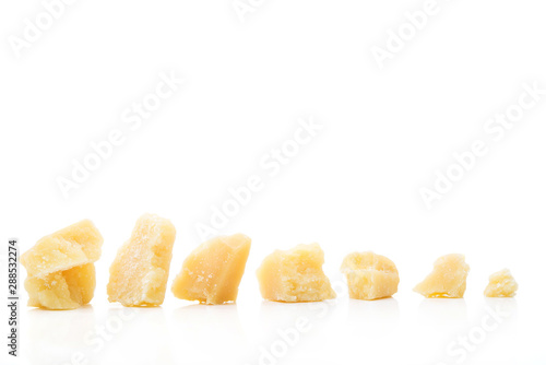 Obraz na płótnie Parmesan cheese pieces isolated