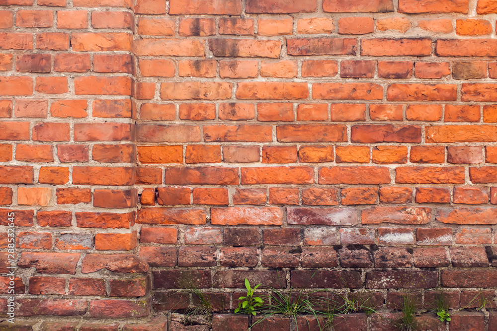 Obraz premium Red bricks wall background. Old building surface