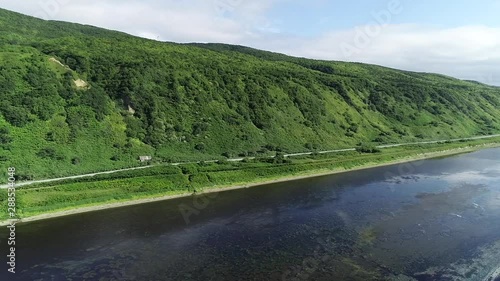 flying a quadcopter along the coast of Sakhalin island