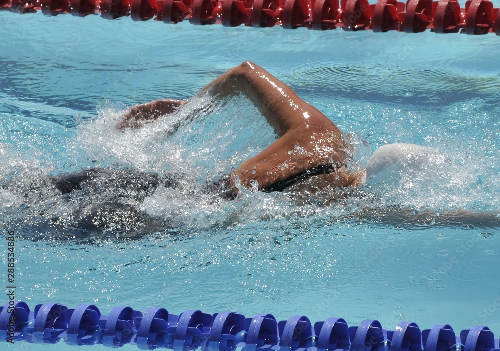 swimmer woman performing crawl stroke