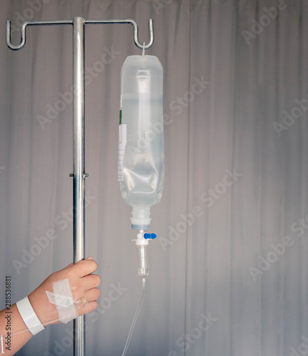 IV intravenous bag with dropper and tube dispose with medicine solution