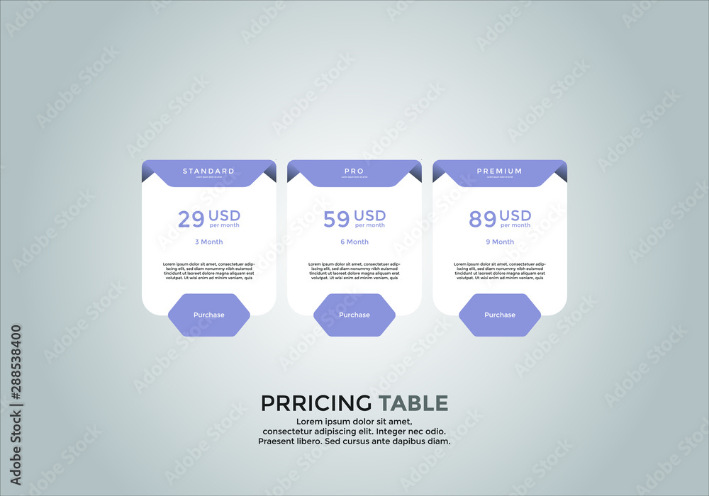 Pricing table design. vector. order, box, button, list for web. price. mobile. Pricing table design. vector. order, box, button, list for web. price. mobile.