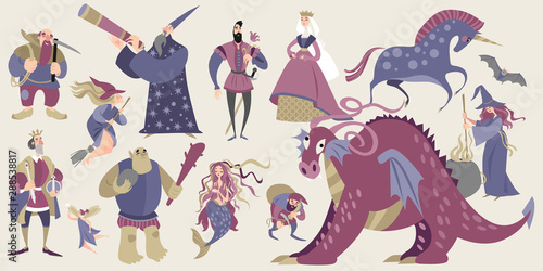 Set of fairytale characters in cartoon style