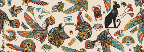 Obraz na plátně Ancient Egypt seamless pattern