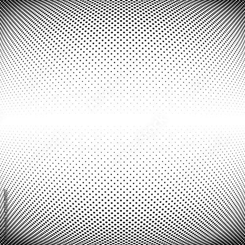 Half-tone dots. Dotted, circles pattern. Sphere, orb or globe distortion speckles. Diffuse radial, radiating bulge, bloat warp. Polka-dot inflate design. Abstract circles circular geometric pattern