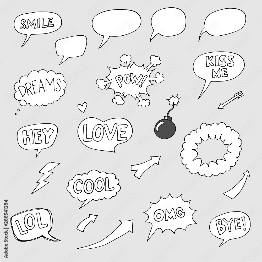Obraz premium set of hand-drawn doodles speech bubbles