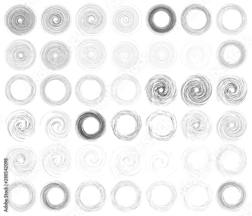 Abstract spiral, twist. Radial swirl, twirl wavy, curvy lines element. Whirlwind, whirlpool illustration. Circular, concentric loop pattern. Revolve, whirl design. Helix, volute rotation burst element