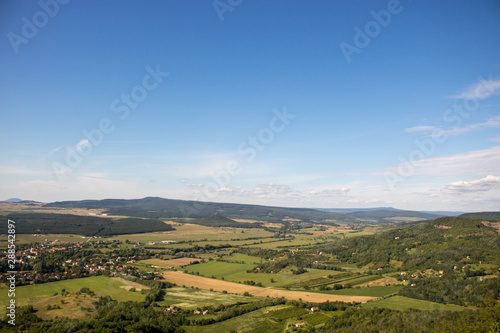 Amazing landscape in Hungary with mountains in a sunny day.
