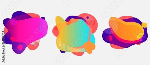 Set of organic liquid flowing shapes colorful