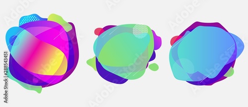 Set of organic liquid flowing shapes colorful