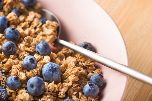 Sweet breakfast granola with blueberry