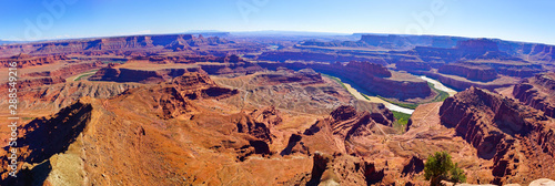 View of Dead Horse Point State Park and Canyonlands National Park in the background in Utah, USA.