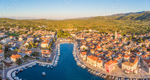 Aerial view of Stari Grad on Croatia photo