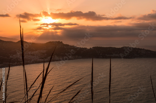 Beautiful sunrise on the Costa Tropical of Granada, Views of La Herradura from Cerro Gordo.