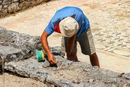 Butrint, Albania - Archaeologist working with the Greek and Roman Ruins in Butrint (UNESCO World Heritage)