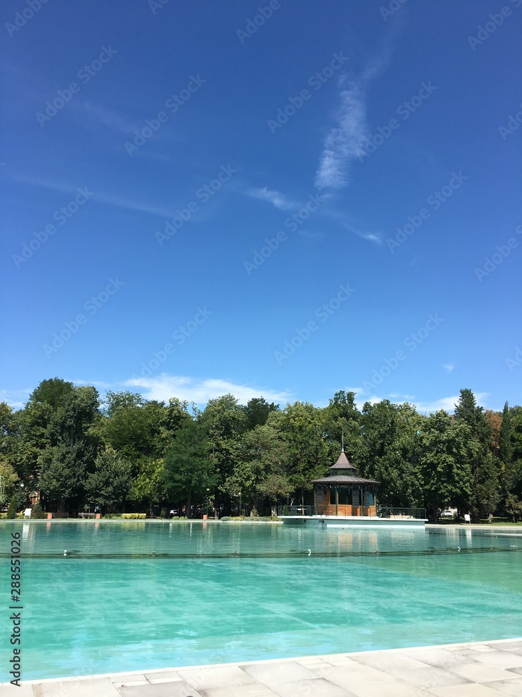 swimming pool in tropical resort