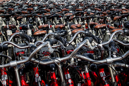 Many bicycles parked on Ameland Island in Summer 2019