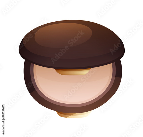 Facial compact powder in flat cartoon style.