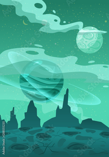 Fantasy concept space cartoon game background