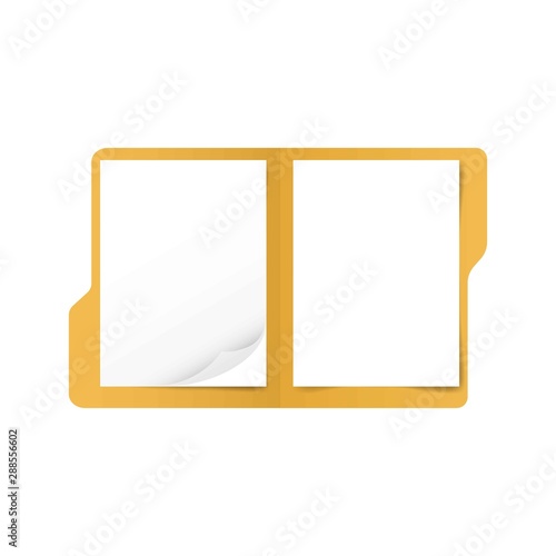 Folder with a white sheets of paper on a white background, vector