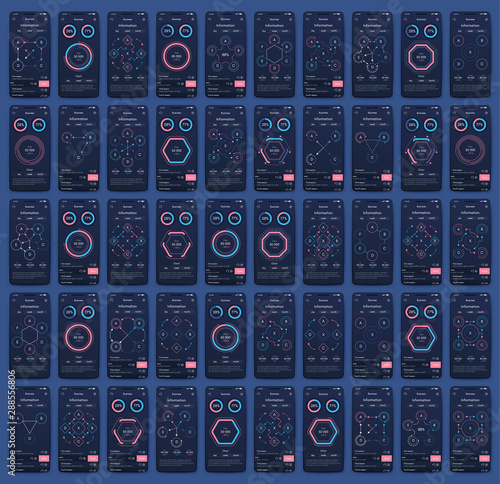 Different UI, UX, GUI screens and flat web icons for mobile apps