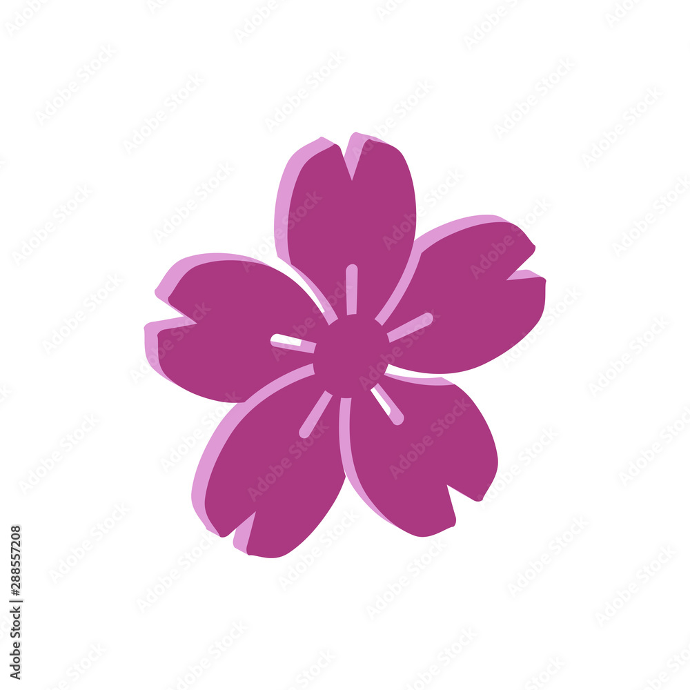 Sakura Japanese flower icon.Isometric and 3D view. Sakura Japanese flower icon.Isometric and 3D view.