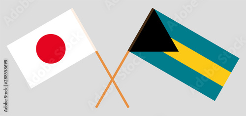 Bahamas and Japan. Crossed Bahamian and Japanese flags