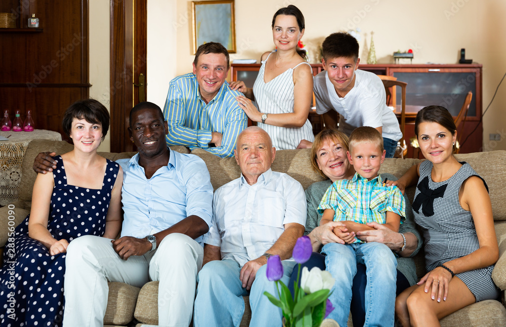 Friendly large multiethnic family